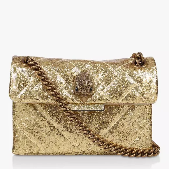 KURT GEIGER LONDON Kensington Mini Gold Glitter Shoulder Bag